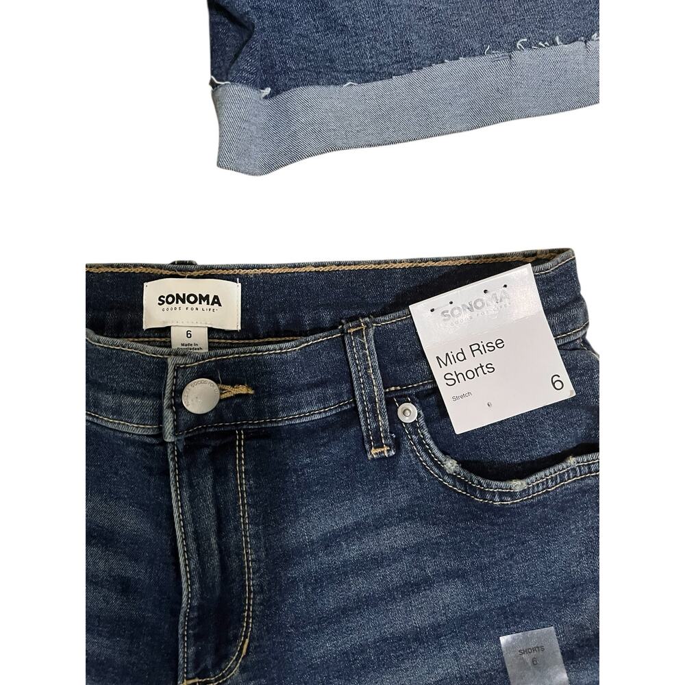 Lot of 2 NWT Sonoma Mid Rise Cuffed Denim Shorts Womens Size 6 Dark Medium Washh - Picture 5 of 10